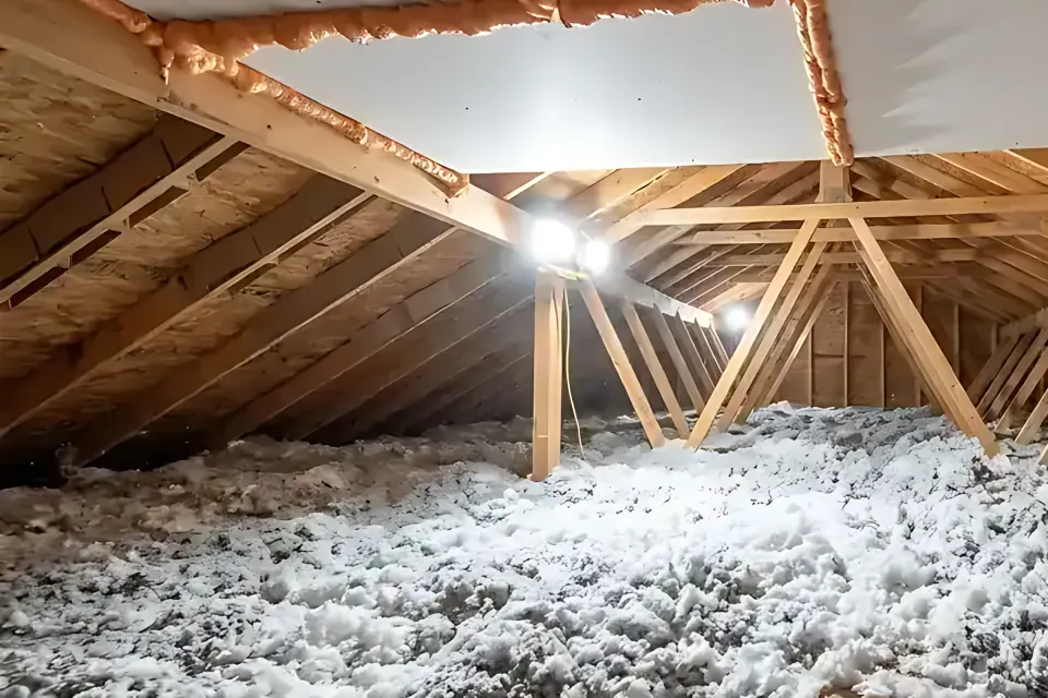 Step 2: Staple cardboard or rigid foam ventilation baffles into every rafter bay at the eaves.