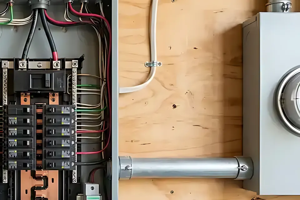 Step 2: Verify service entrance conduit, weatherhead mast, and exterior 200A utility meter socket.