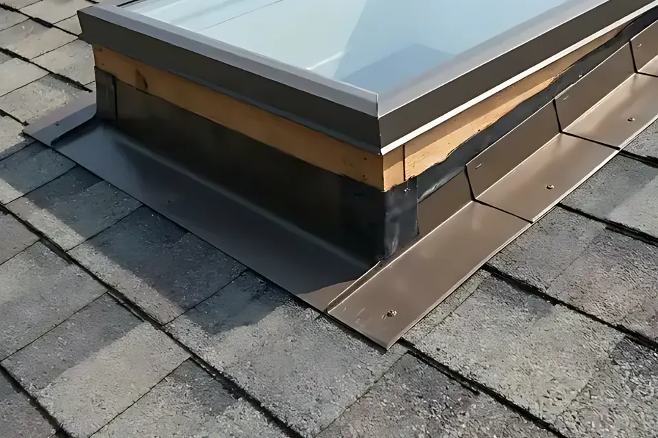 Step 2: Verify self-adhering ice-and-water shield membrane wrapped around the wood curb.