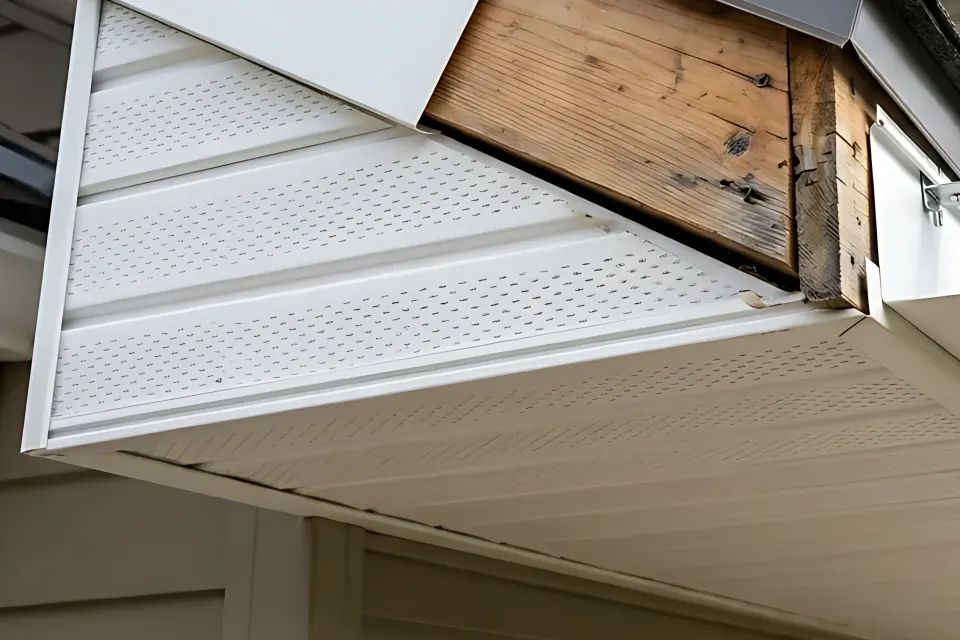 Step 1: Verify perforated intake soffit panels and open eave airway into the attic.