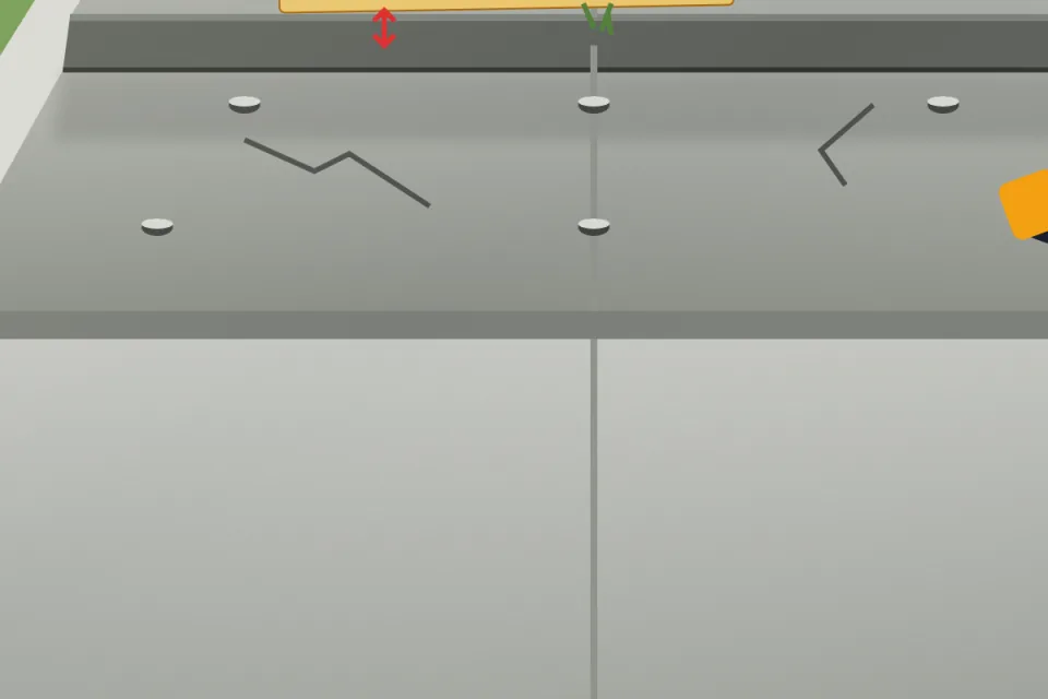 Panel in one piece: close-up from the illustration above, for step 3, Look for cracks right through.