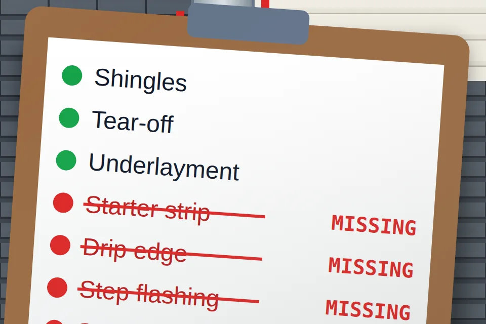 The sheet: close-up from the illustration above, for step 3, Mark each missing line.