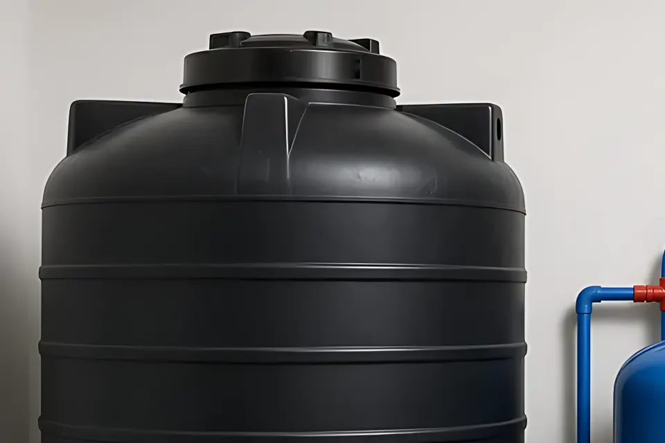 Storage tank: close-up detail from the water tank photo above, for step 2, Storage.